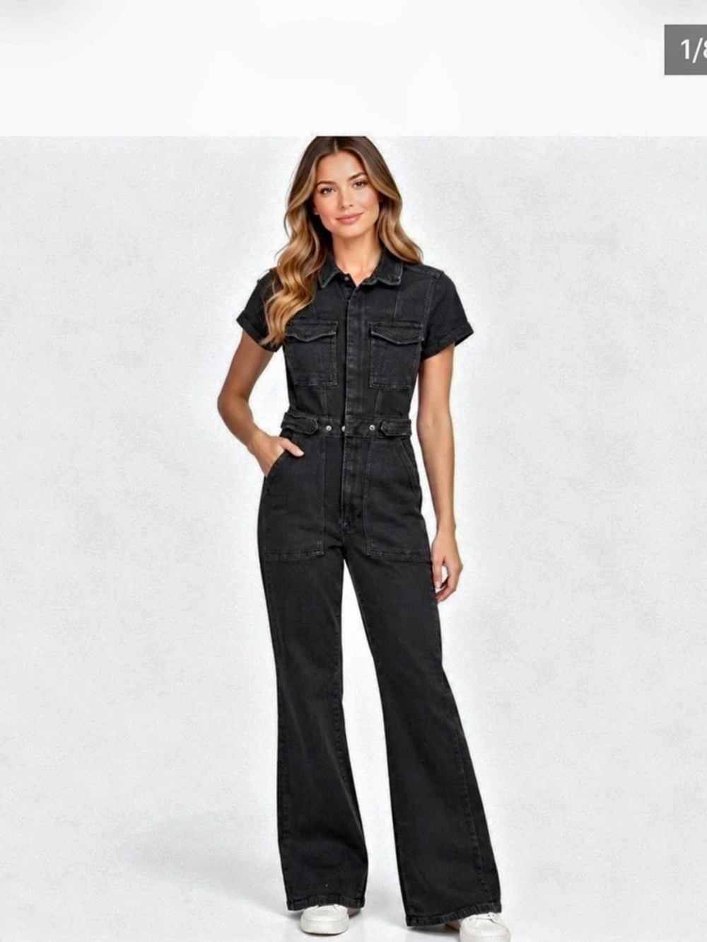 Good American Black Denim Jumpsuit Size Small- New without tags
